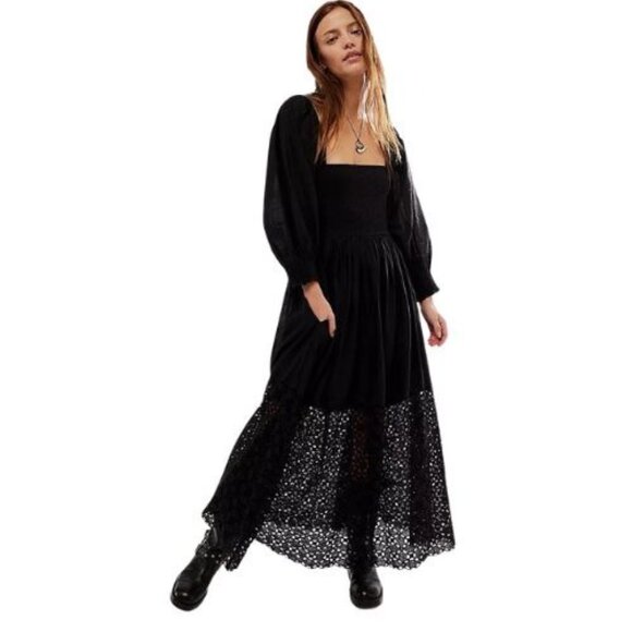 Free People Dresses & Skirts - Free People Perfect Storm Black Midi Dress OB1891158 S NWT